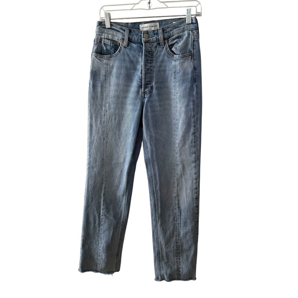 Aritzia Denim Forum The Arlo High Rise Seam Straight Jean 27 Light Blue Indigo - Picture 3 of 17